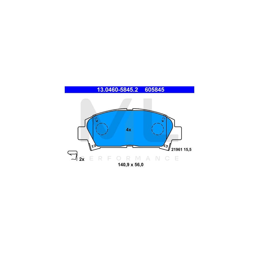 ATE 13.0460-5845.2 Brake pad set for TOYOTA AVENSIS with acoustic wear warning