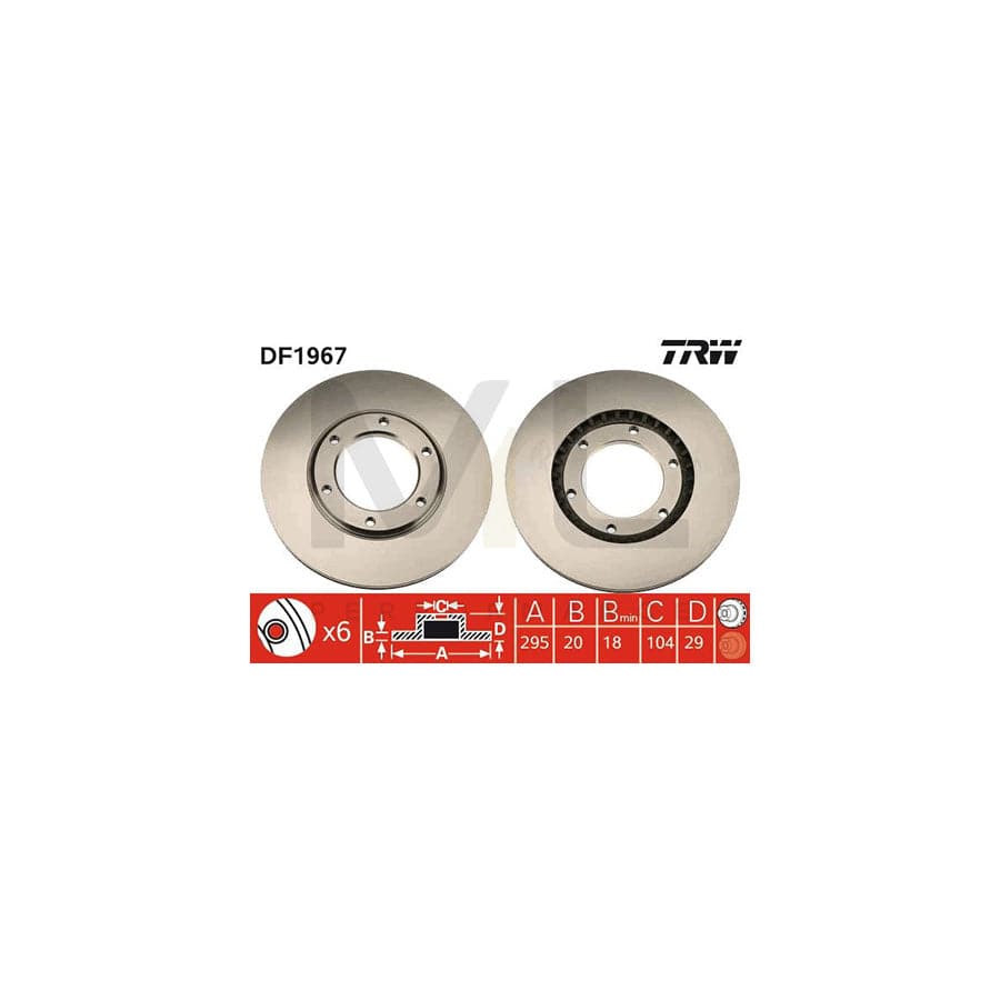 TRW DF1967 Brake Disc for NISSAN PATROL Vented, Painted  - 1 piece