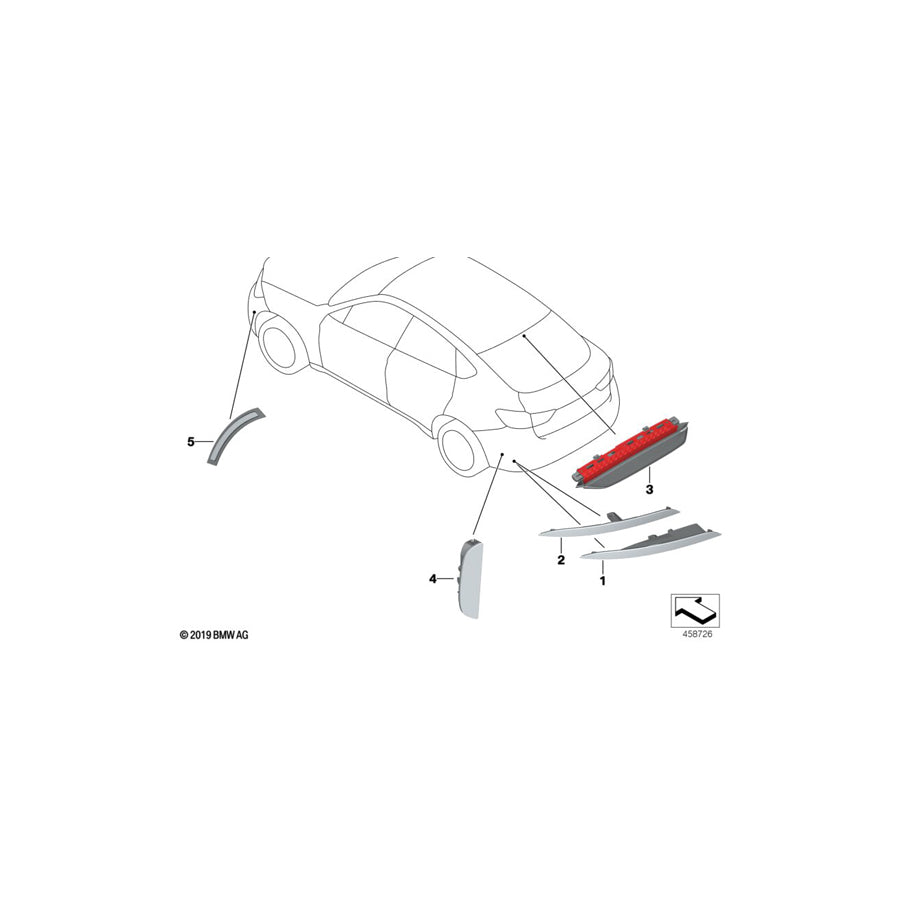 Genuine BMW 63257375662 Third Stoplamp EVERESTGRAU (Inc. X6 50iX 4.0, X6 40dX & X6 35i)