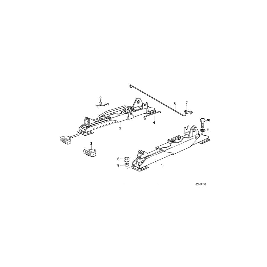Genuine BMW 52101941977 E30 Seat Rail Inner Left (Inc. 320i, 318i & 320is)