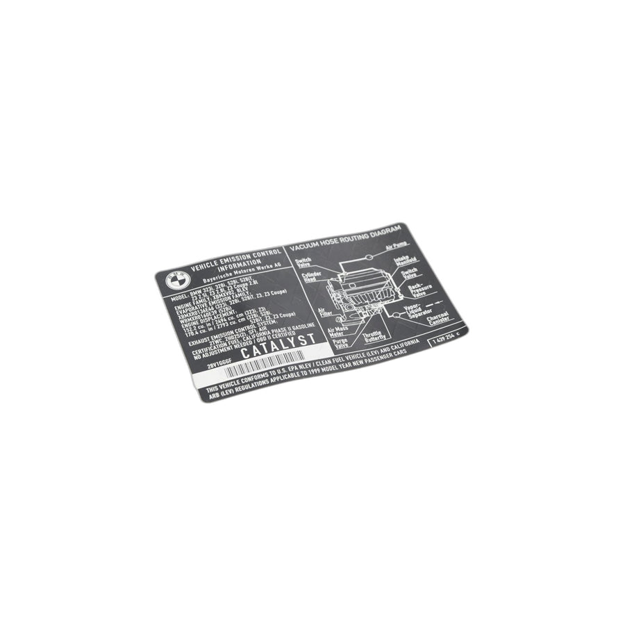 Genuine BMW 71221439254 E36 E39 Label "Exhaust Emission" MJ99 (Inc. Z3 2.8)