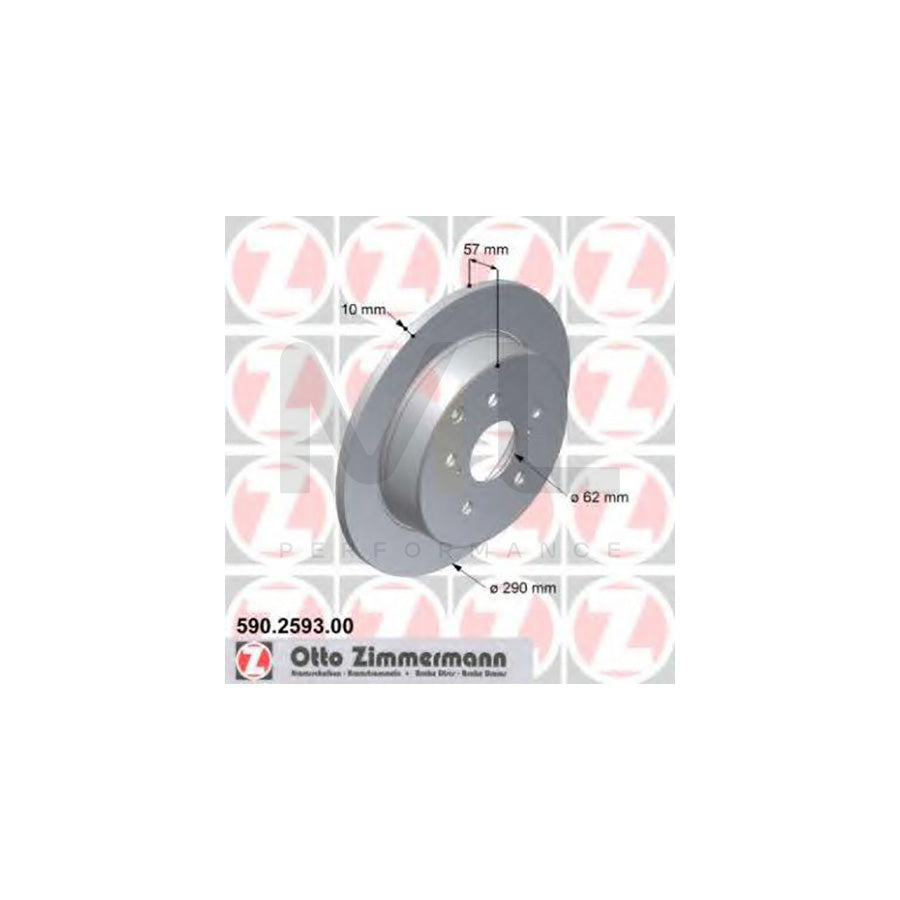 ZIMMERMANN 590.2593.00 Brake Disc for TOYOTA Corolla Verso (AR10) Solid  - 1 piece