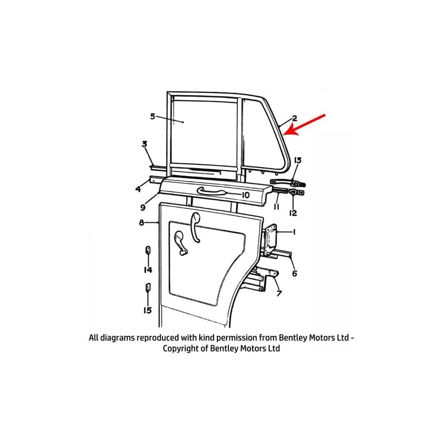 GENUINE Rolls-Royce & Bentley UB2464SA LEFT HAND REAR DOOR FRAME ASSEMBLY (SWB)