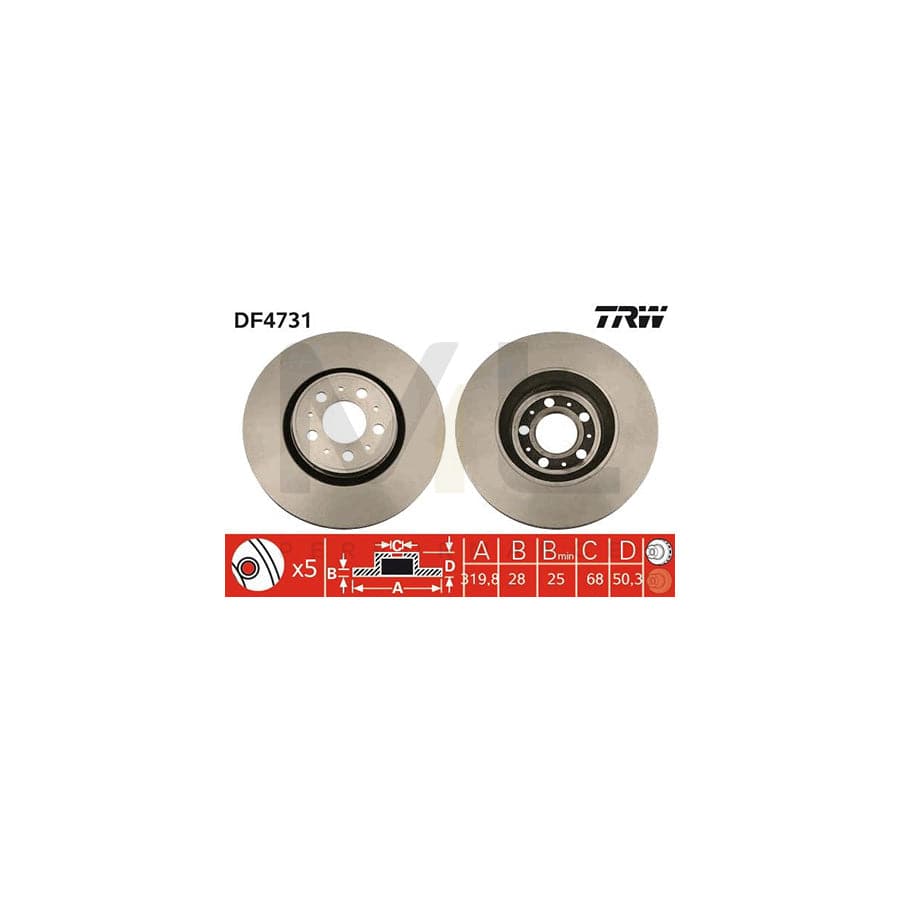 TRW DF4731 Brake Disc Vented, Painted  - 1 piece