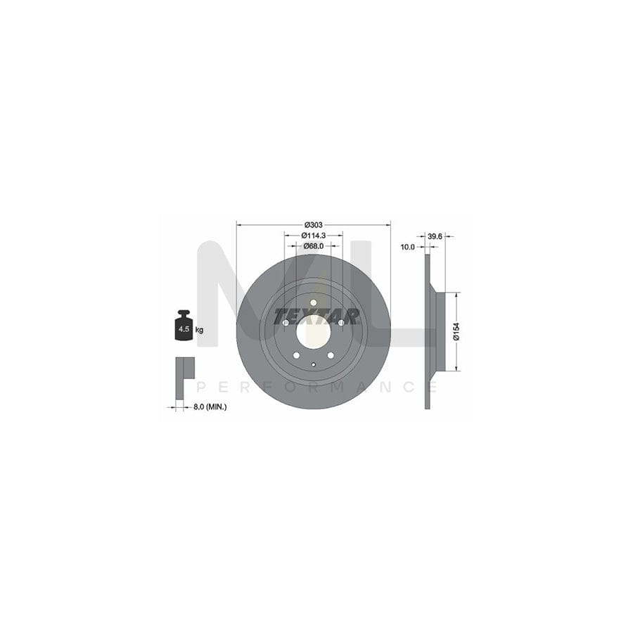 TEXTAR PRO 92242703 Brake Disc Solid, Coated, without wheel hub, without wheel studs  - 1 piece