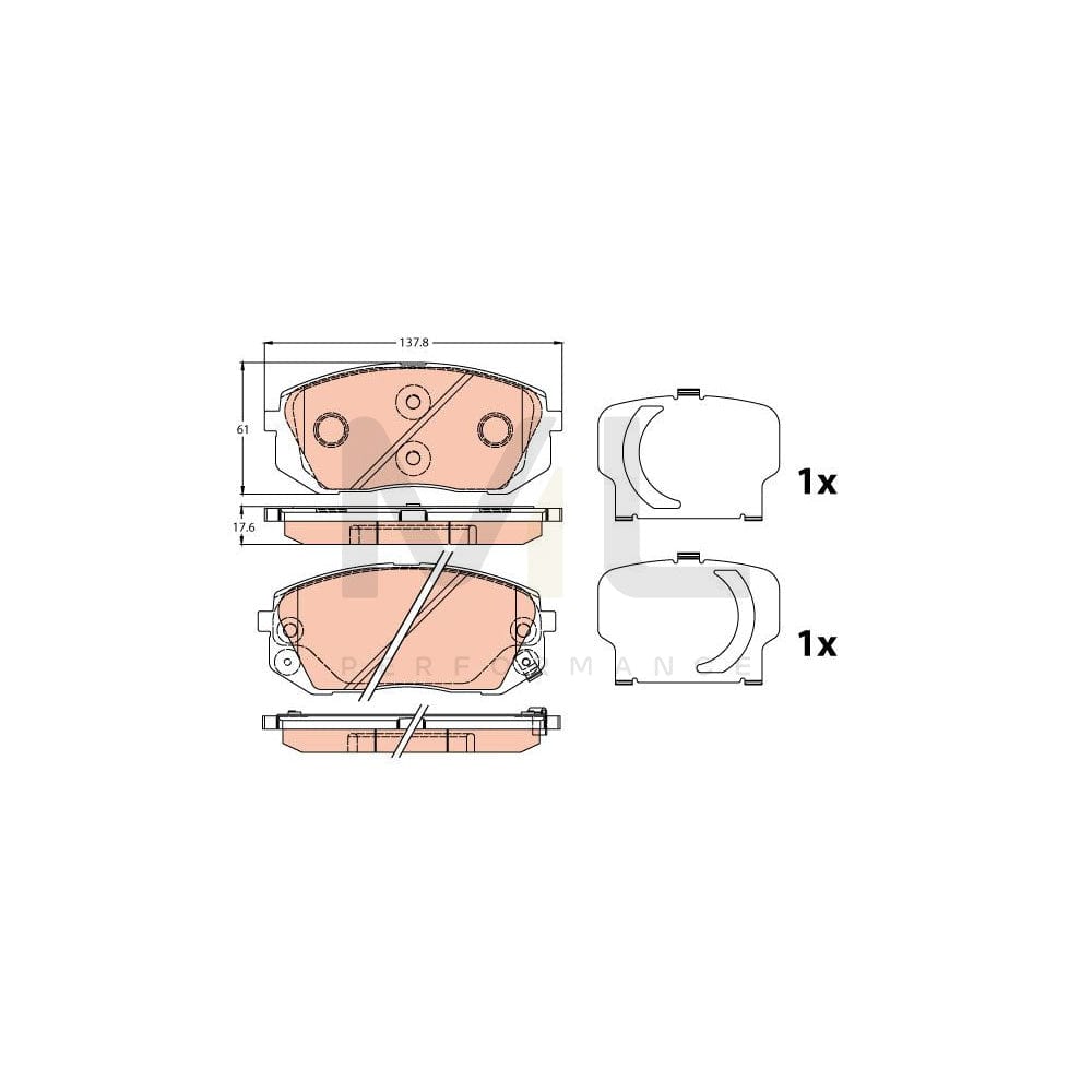 TRW Gdb3647 Brake Pad Set With Acoustic Wear Warning, With Accessories