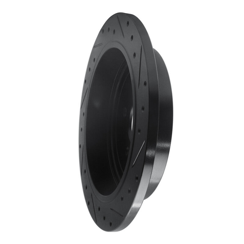 R1 Concepts R1 03-11 Lincoln Town Car Rear Left Drilled & Slotted Black Brake Rotor
