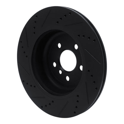 R1 Concepts R1 17-25 BMW 530I Left Rear Drilled & Slotted Black Brake Rotor