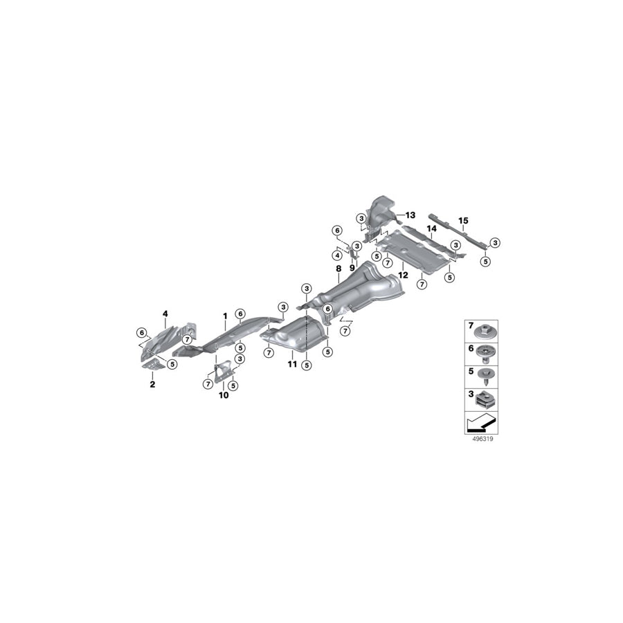 Genuine BMW 51487394801 G02 G01 Heat Insulation, Rear Silencer, Left (Inc. X3 30i, X4 30iX & X3 M)