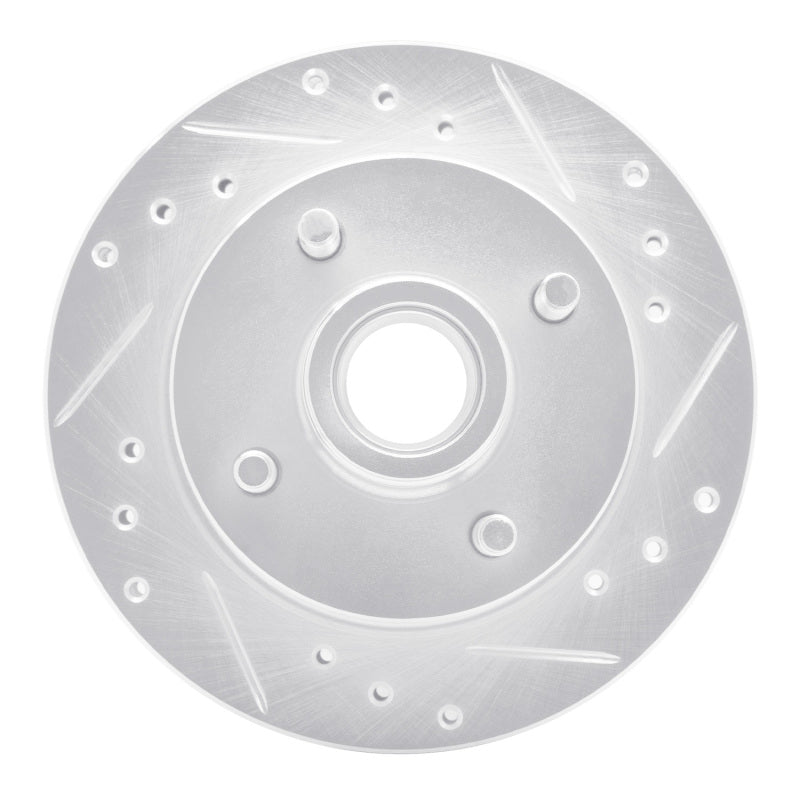 R1 Concepts R1 79-81 Ford Mustang Front Right Drilled & Slotted Silver Brake Rotor