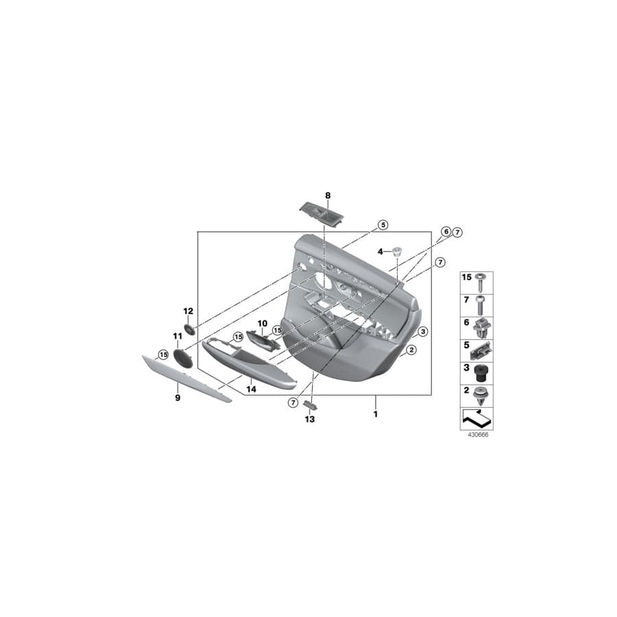 Genuine BMW 51427405041 Door Trim Panel, Rear, Left SCHWARZ (Inc. 225iX, 218dX & 216d)