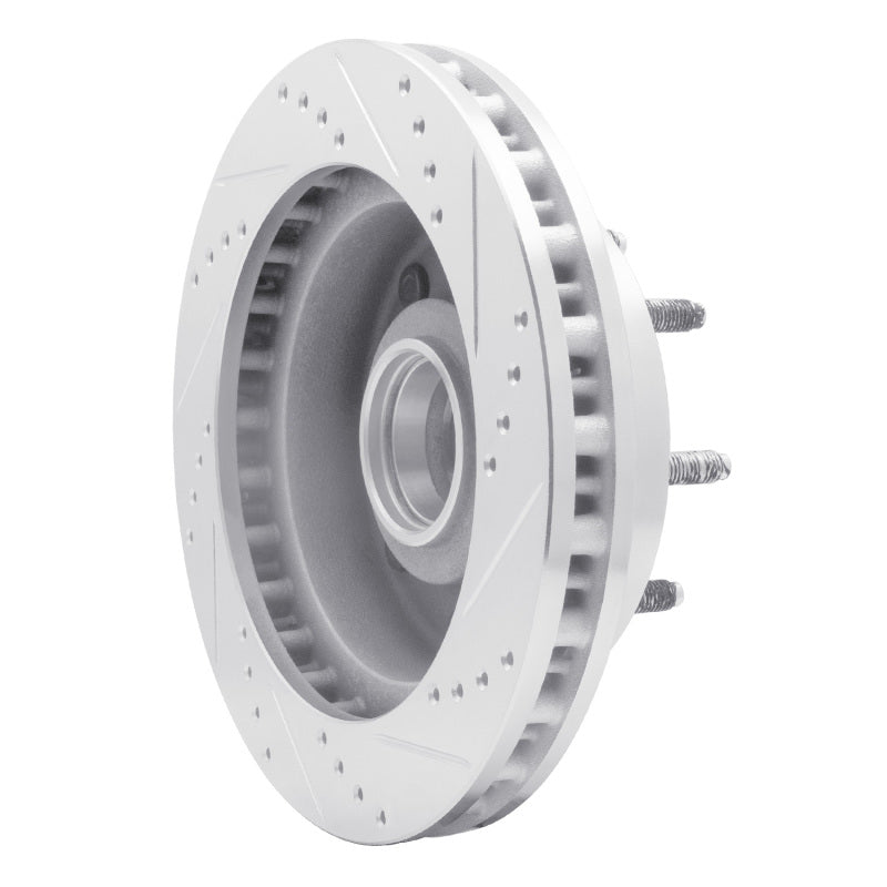 R1 Concepts R1 99-02 Ford F-350 Super Duty 2WD Front Left Drilled & Slotted Silver Brake Rotor