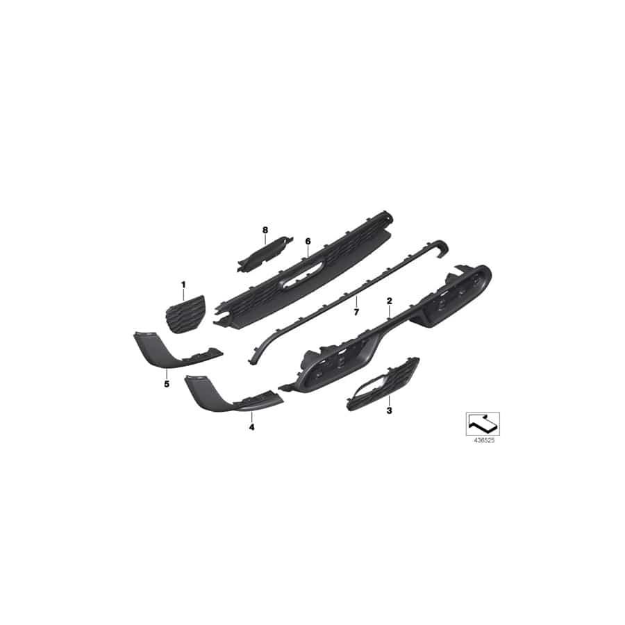 Genuine BMW Mini 51127365144 F56 Insert For Bumper, Rear JCW / PDC (Inc. Cooper, One First & One D)