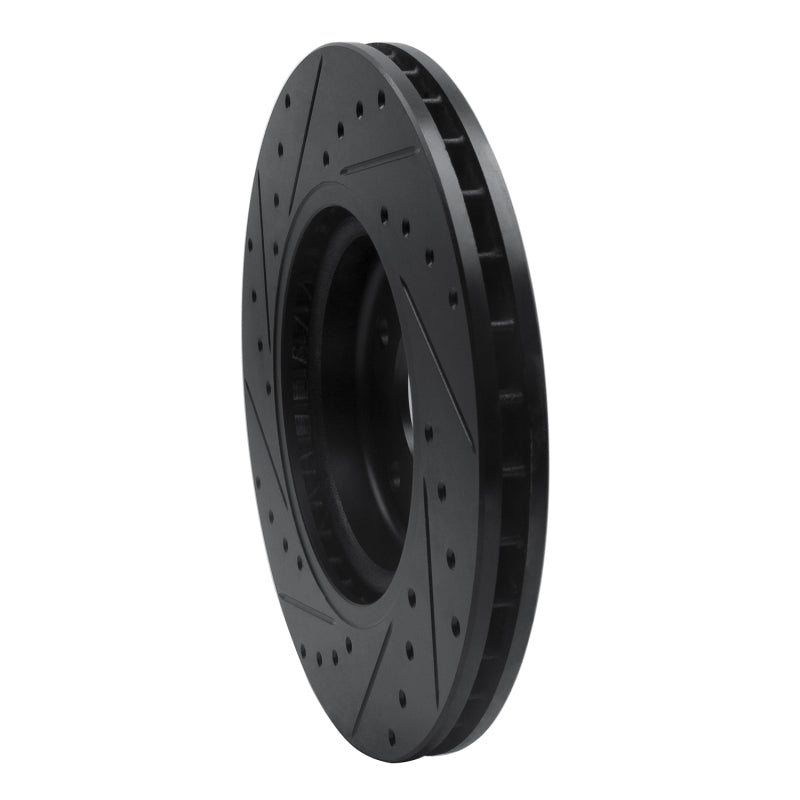R1 Concepts R1 98-06 Jaguar XKR Front Right Drilled & Slotted Black Brake Rotor