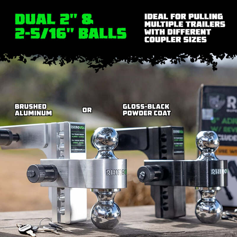 Rhino USA 6In Heavy Duty Drop Hitch - 2In (Silver)