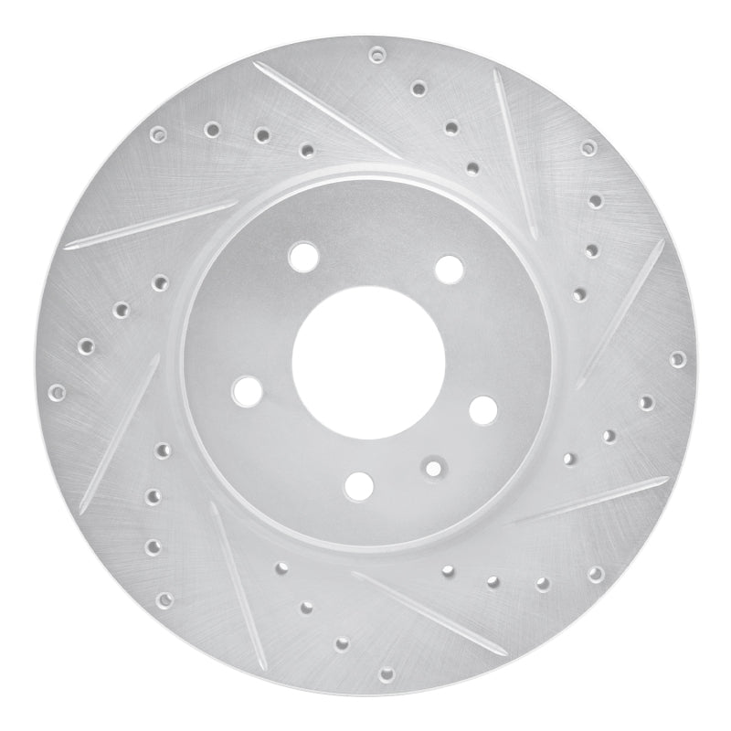R1 Concepts R1 09-11 Cadillac STS Front Right Drilled & Slotted Silver Brake Rotor