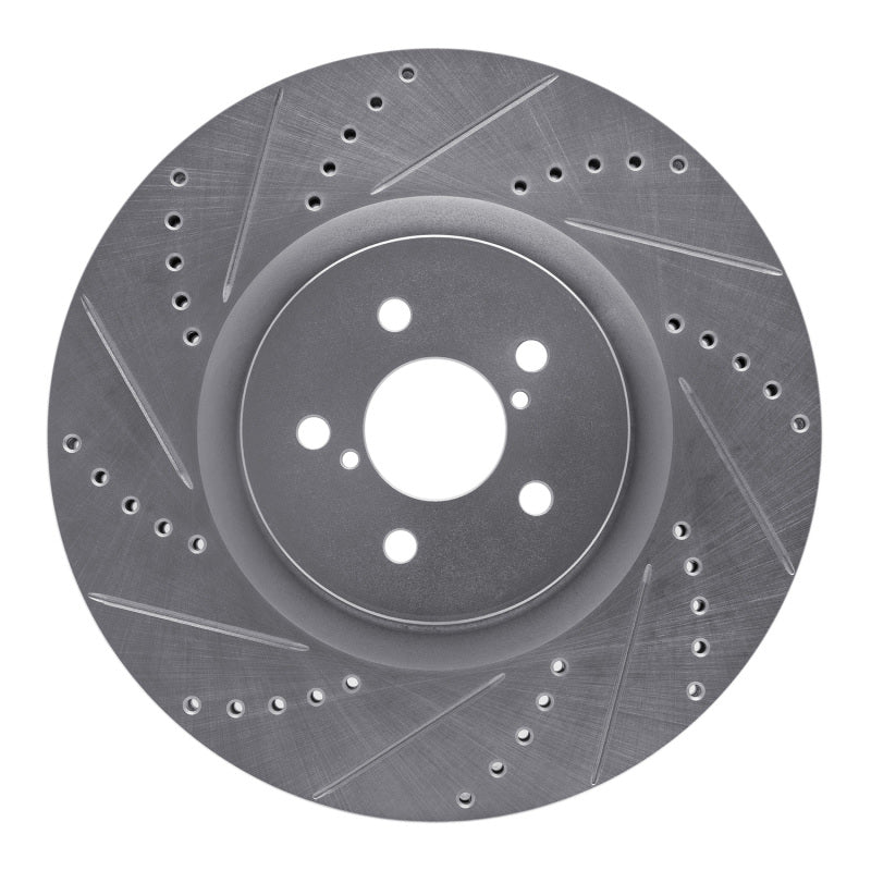 R1 Concepts R1 03-25 Subaru BRZ Front Left Drilled & Slotted Silver Brake Rotor