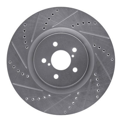 R1 Concepts R1 03-25 Subaru BRZ Front Left Drilled & Slotted Silver Brake Rotor