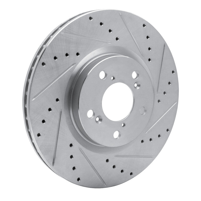 R1 Concepts R1 07-20 Acura ZDX Front Right Drilled & Slotted Silver Brake Rotor