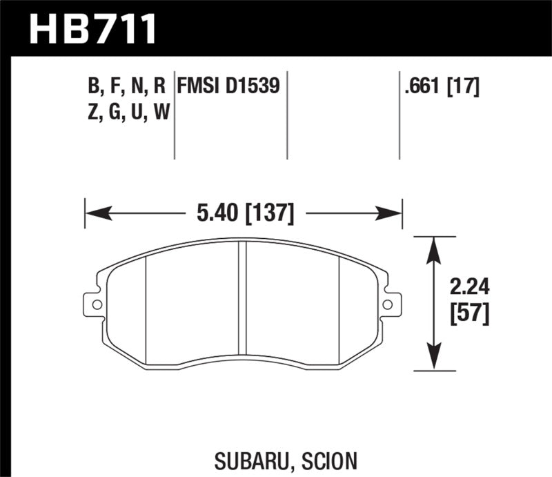 Hawk Performance Hawk 13 Subaru BRZ/13 Legacy 2.5i / 13 Scion FR-S DTC-70 Front Race Brake Pads