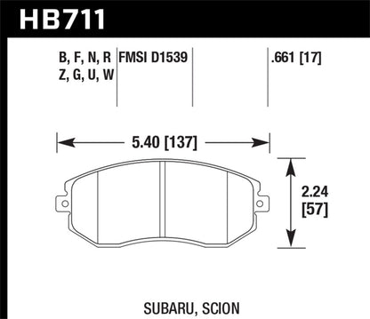 Hawk Performance Hawk 13 Subaru BRZ/13 Legacy 2.5i / 13 Scion FR-S DTC-70 Front Race Brake Pads