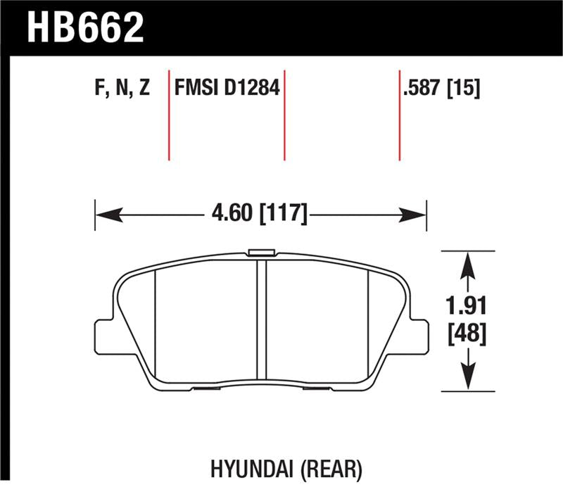 Hawk Performance Hawk 10 Hyundai Genesis Coupe (w/o Brembo Breaks) HP+ Autocross 15mm Rear Brake Pads