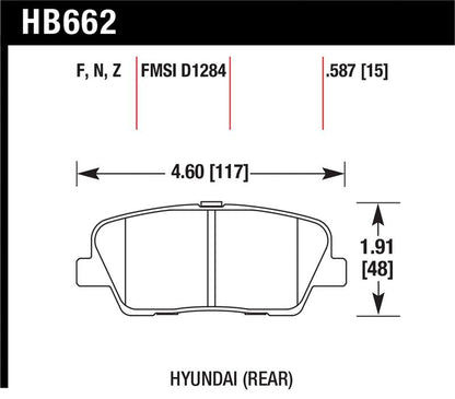 Hawk Performance Hawk 10 Hyundai Genesis Coupe (w/o Brembo Breaks) HP+ Autocross 15mm Rear Brake Pads