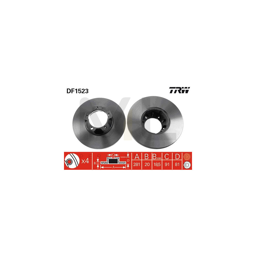 TRW DF1523 Brake Disc for VW LT Solid  - 1 piece