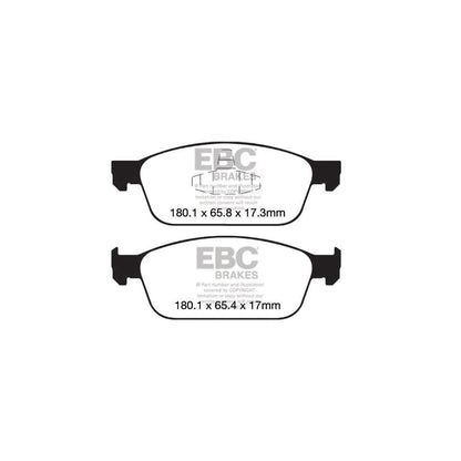 EBC PD07KF101 Ford Focus Mk3 Redstuff Front Brake Pad & USR Disc Kit - ATE Caliper 2 | ML Performance UK Car Parts