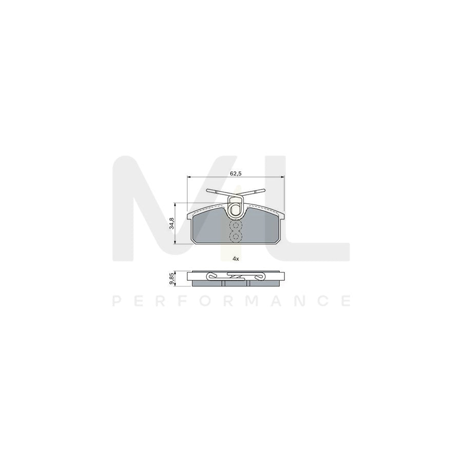 Bosch 0986424275 Brake Pad Set For Renault Twizy (Mam_) With Anti-Squeak Plate, With Mounting Manual BP2352 | ML Performance Car Parts