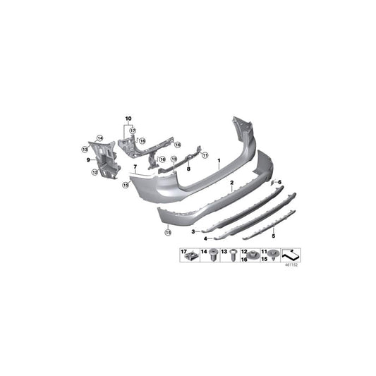 Genuine BMW 51127332323 F48 Trim Panel, Bumper, Rear, Bottom BASIS 1-FLUTIG (Inc. X1 16d, X1 18d & X1 18i)