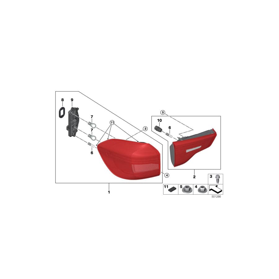 Genuine BMW 63217467920 G01 Bulb Socket, Rear Light Side Panel,Right (Inc. X3 20iX, X3 30iX & X3 20dX)