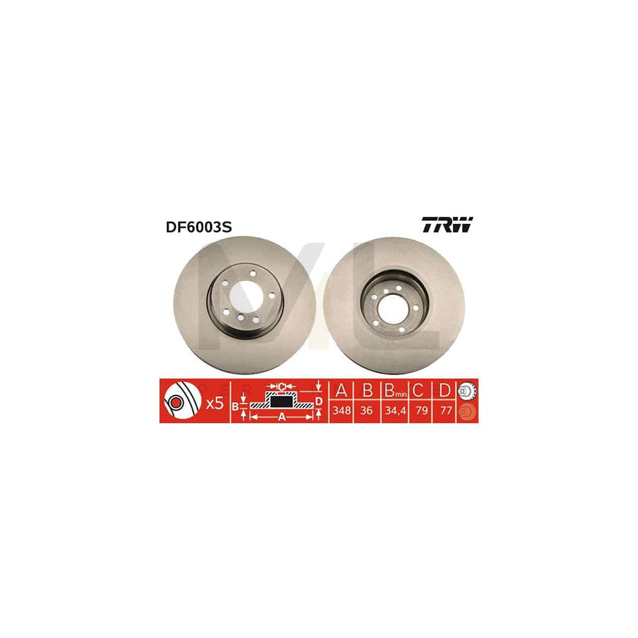 TRW DF6003S Brake Disc Two-piece brake disc, Vented, High-carbon  - 1 piece