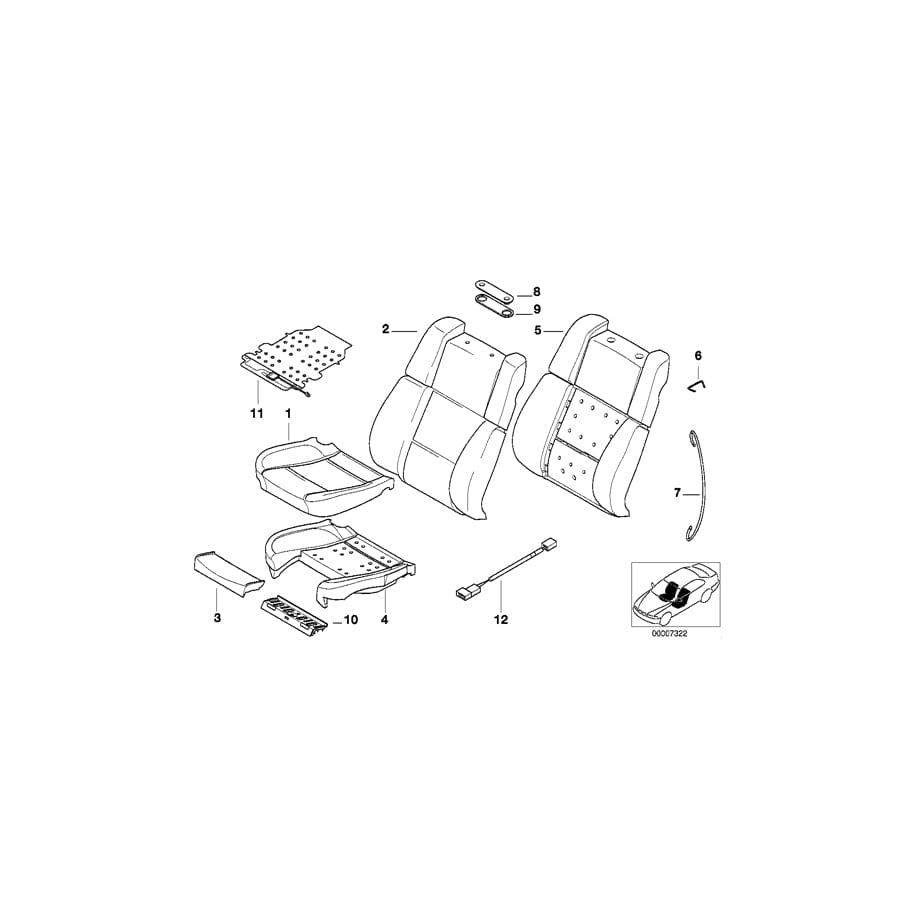 Genuine BMW 52108162302 E38 Pad Seat Backrest (Inc. 740i, 728iL & 750i)