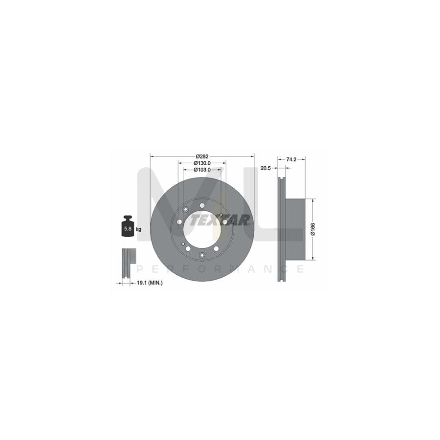TEXTAR 92040000 Brake Disc for PORSCHE 944 Coupe Internally Vented, without wheel hub, without wheel studs  - 1 piece