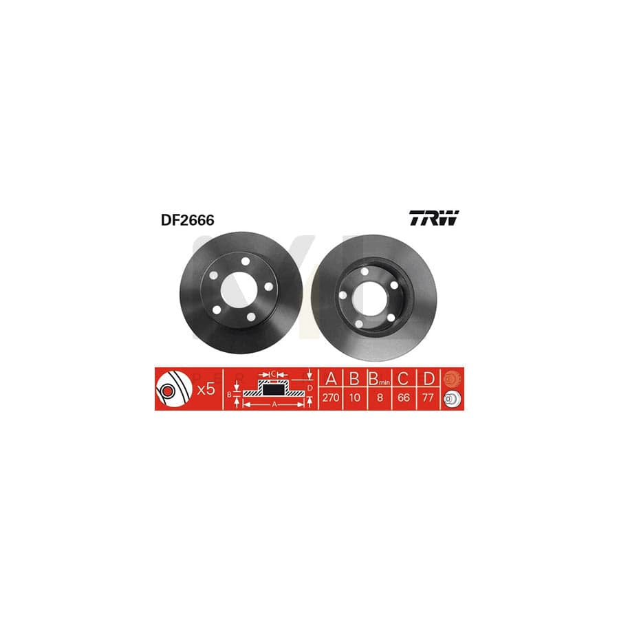 TRW DF2666 Brake Disc Solid, Painted  - 1 piece