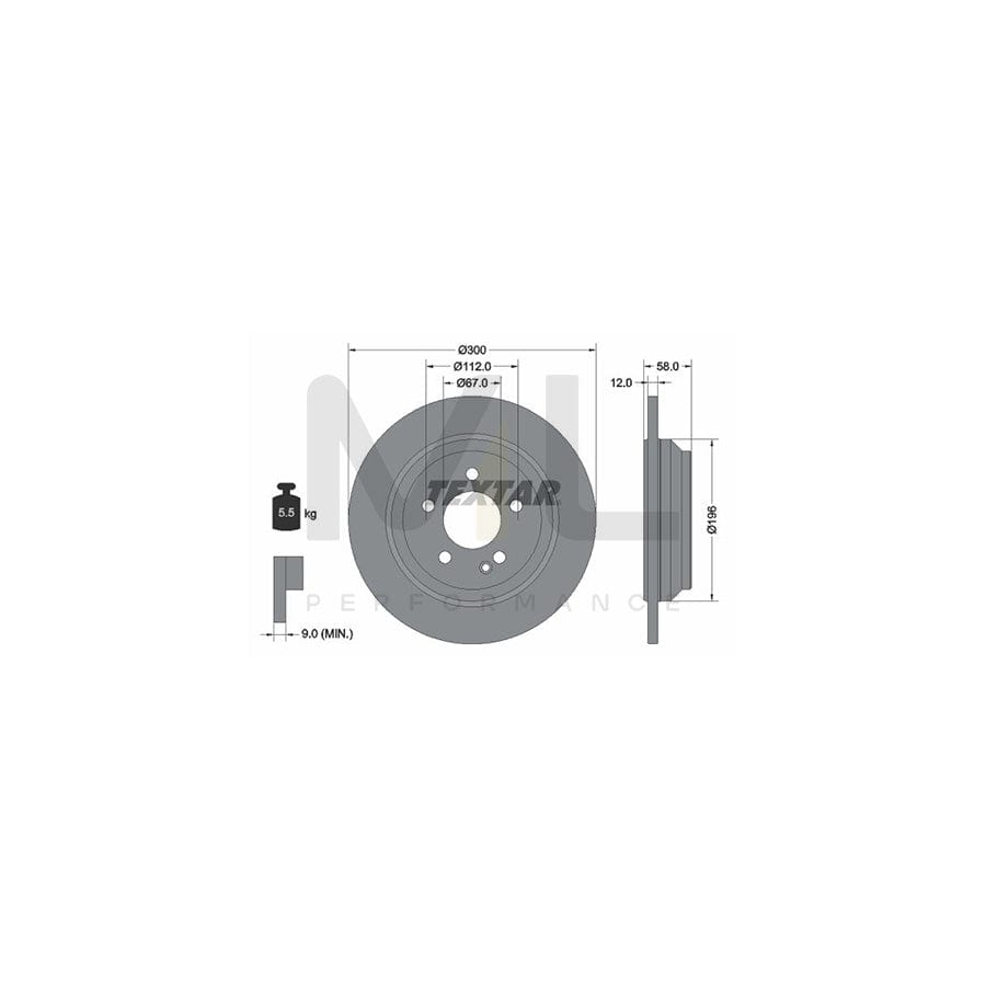 TEXTAR PRO 92272703 Brake Disc Solid, Coated, without wheel hub, without wheel studs  - 1 piece