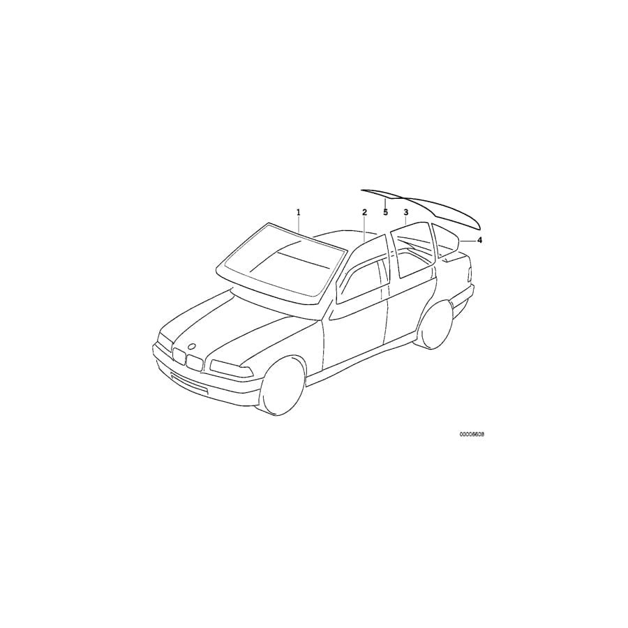 Genuine BMW 51368119078 E36 Side Window Green Right (Inc. 325is, 328i & M3)
