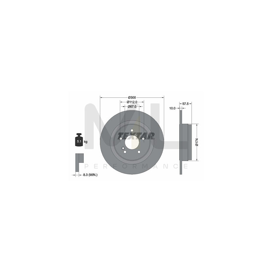 TEXTAR PRO 92163303 Brake Disc Solid, Coated, without wheel hub, without wheel studs  - 1 piece