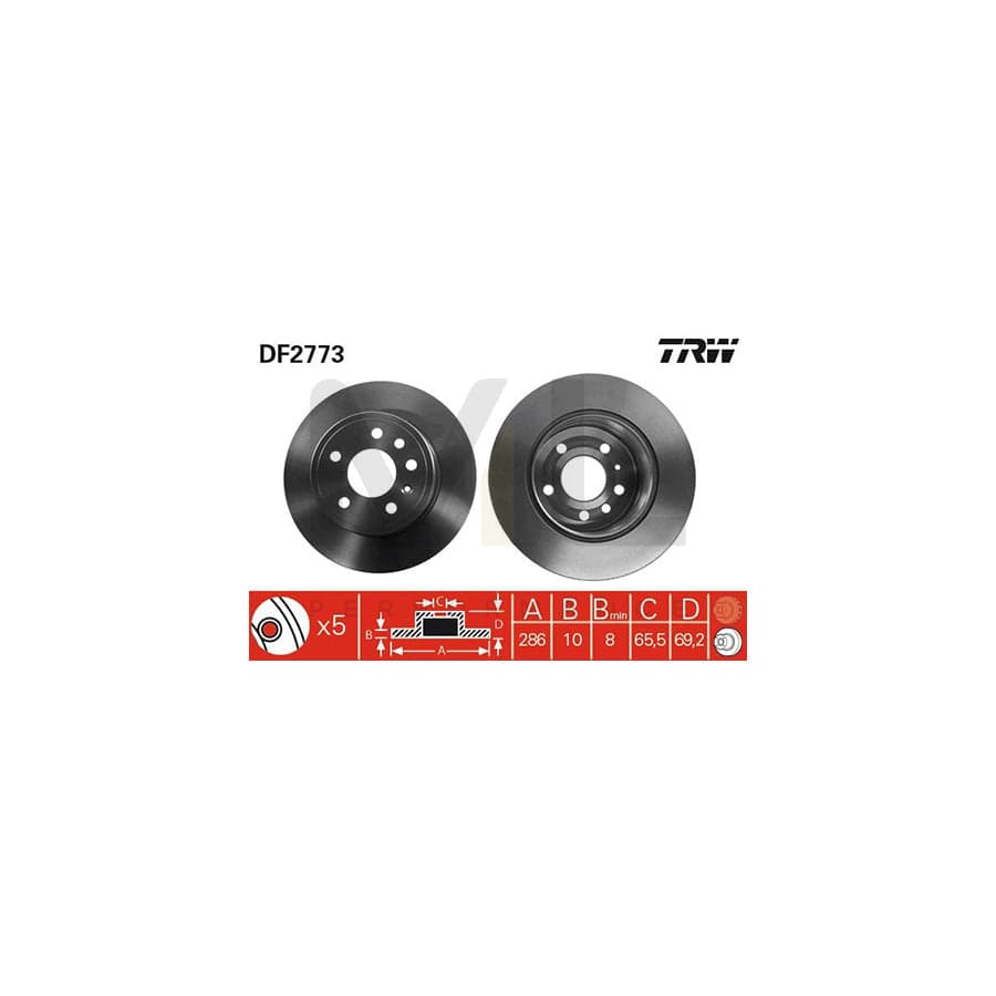 TRW DF2773 Brake Disc Solid, Painted  - 1 piece