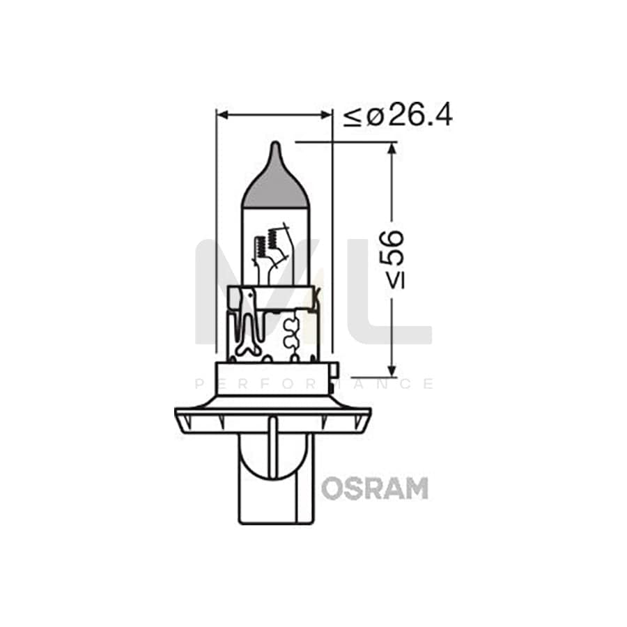 OSRAM ORIGINAL 9008 Bulb, spotlight H13 12V 65/55W P26.4t 3200K Halogen