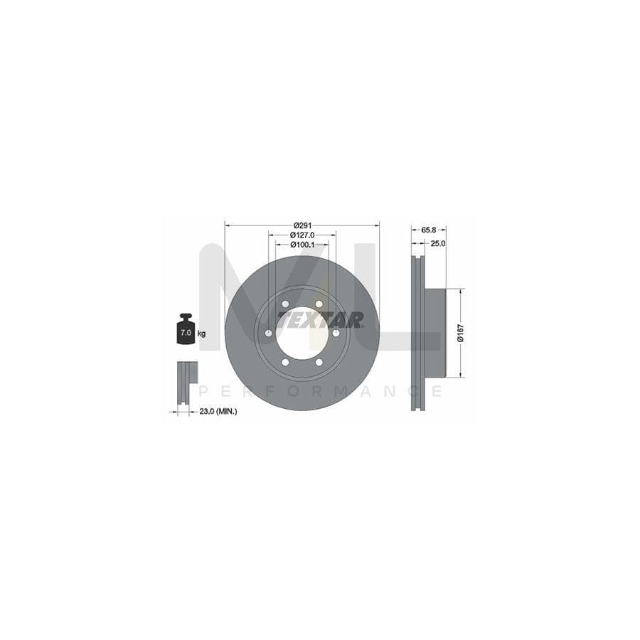 TEXTAR 92082700 Brake Disc for TOYOTA 4Runner (_N1_) Internally Vented, without wheel hub, without wheel studs  - 1 piece