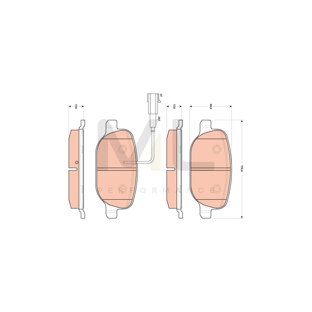 TRW Gdb1851 Brake Pad Set For Alfa Romeo Giulietta Hatchback (940) Incl. Wear Warning Contact
