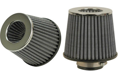 Vibrant Open Funnel Perf Air Filter (5in Cone O.D. x 5in Tall x 2.5in inlet I.D.) Chrome Filter Cap