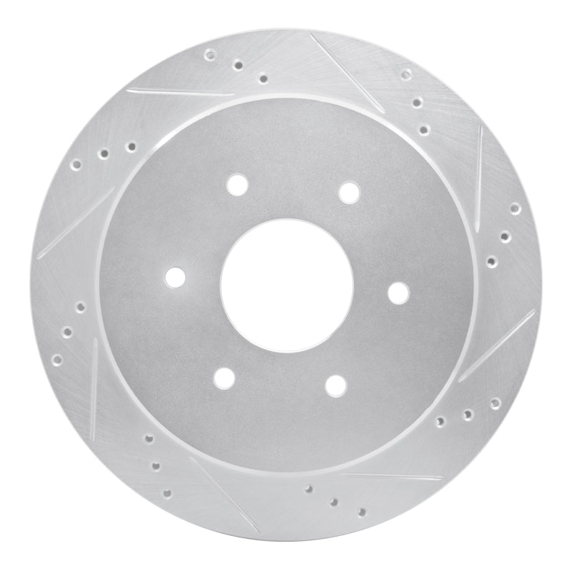 R1 Concepts R1 17-24 Nissan Titan Rear Right Drilled & Slotted Silver Brake Rotor