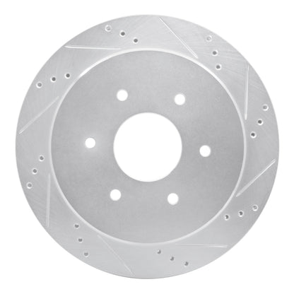 R1 Concepts R1 17-24 Nissan Titan Rear Right Drilled & Slotted Silver Brake Rotor