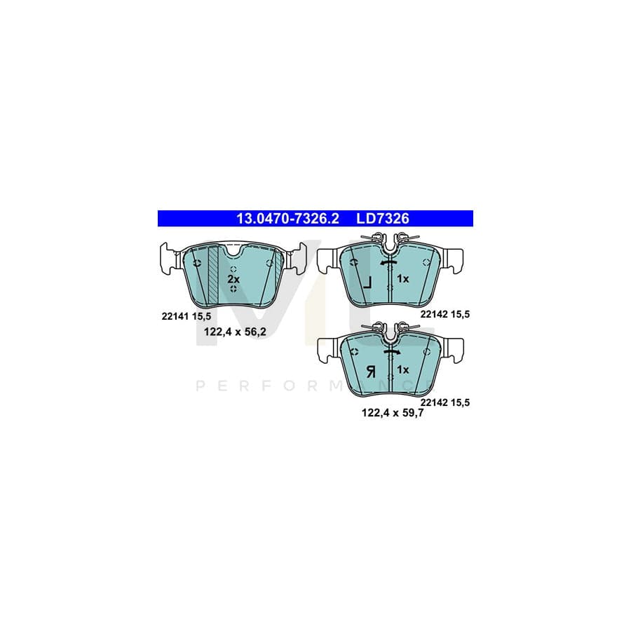 ATE 13.0470-7326.2 Brake pad set excl. wear warning contact, prepared for wear indicator
