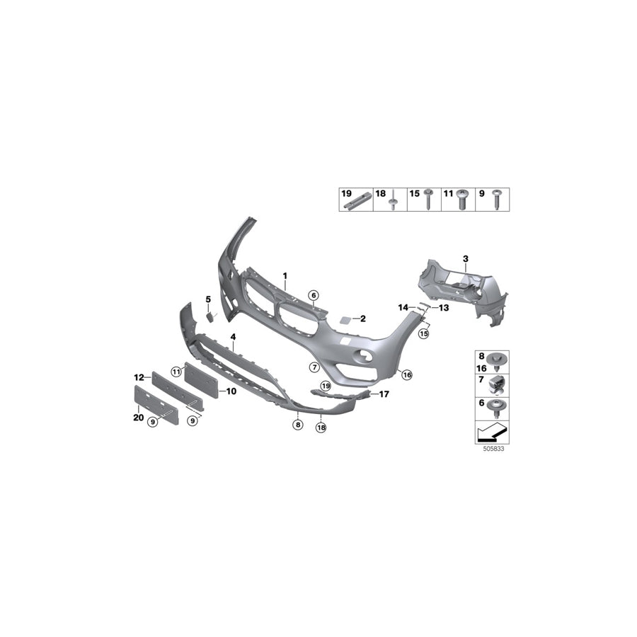 Genuine BMW 51117354769 F48 F48 Insert, Bumper Front Left (Inc. X1 18dX)
