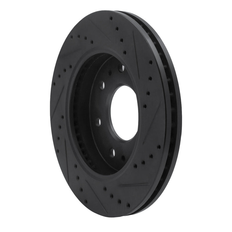 R1 Concepts R1 09-09 Ford F-150 RWD Front Left Drilled & Slotted Black Brake Rotor
