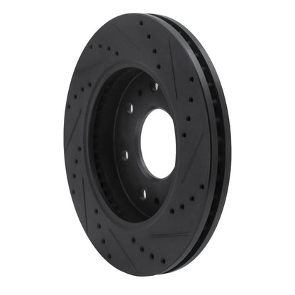 R1 Concepts R1 09-09 Ford F-150 RWD Front Left Drilled & Slotted Black Brake Rotor
